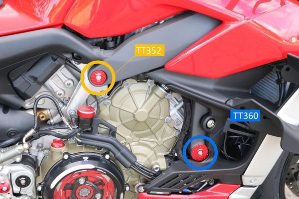 CNC RACING | Frame caps set Ducati Panigale and Streetfighter V4 - smaller holes