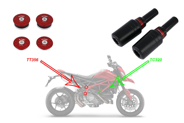 CNC RACING | Frame caps kit Ducati Hypermotard 950 (to be mounted with TC320)