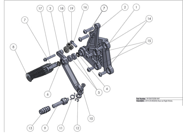 Graves Motorsports WORKS Kawasaki ZX-6R Adjustable Rearsets
