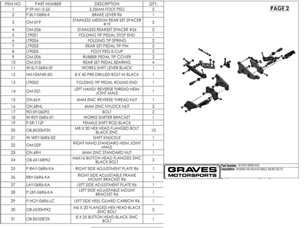 Graves Motorsports Yamaha R6 WORKS Rearsets
