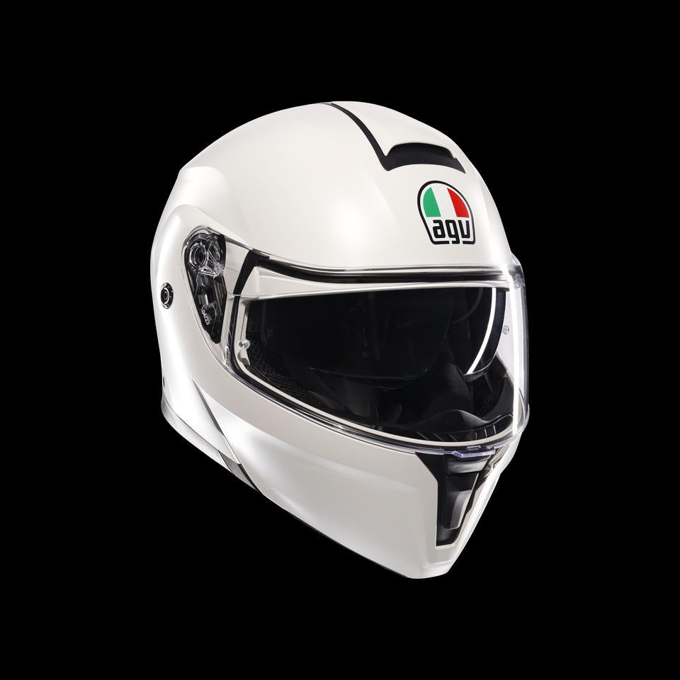 AGV STREETMODULAR MONO MATT BLACK MATERIA WHITE - MOTORBIKE FLIP UP HELMET DOT(E2206)