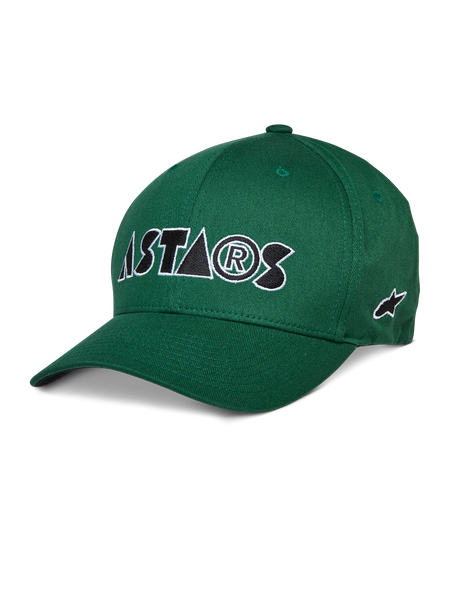Alpinestars Cereal Hat, Green Baseball Cap, white and black ASTARS embroidered logo, curved bill, structured crown, casual sportswear
