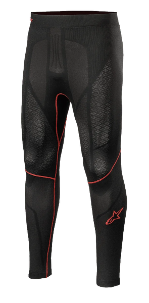 Alpinestars Ride Tech V2 Bottom Summer, Motorcycle Base Layer Pants, Black with Red Accents, Textured Mesh Panels, Red Star Logo on Leg, Breathable Compression Performance Layer
