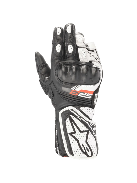 Alpinestars Stella SP-8 V3 Gloves, Women's Motorcycle Racing Gloves, Black and White, Leather with CE Certified Knuckle Protection.