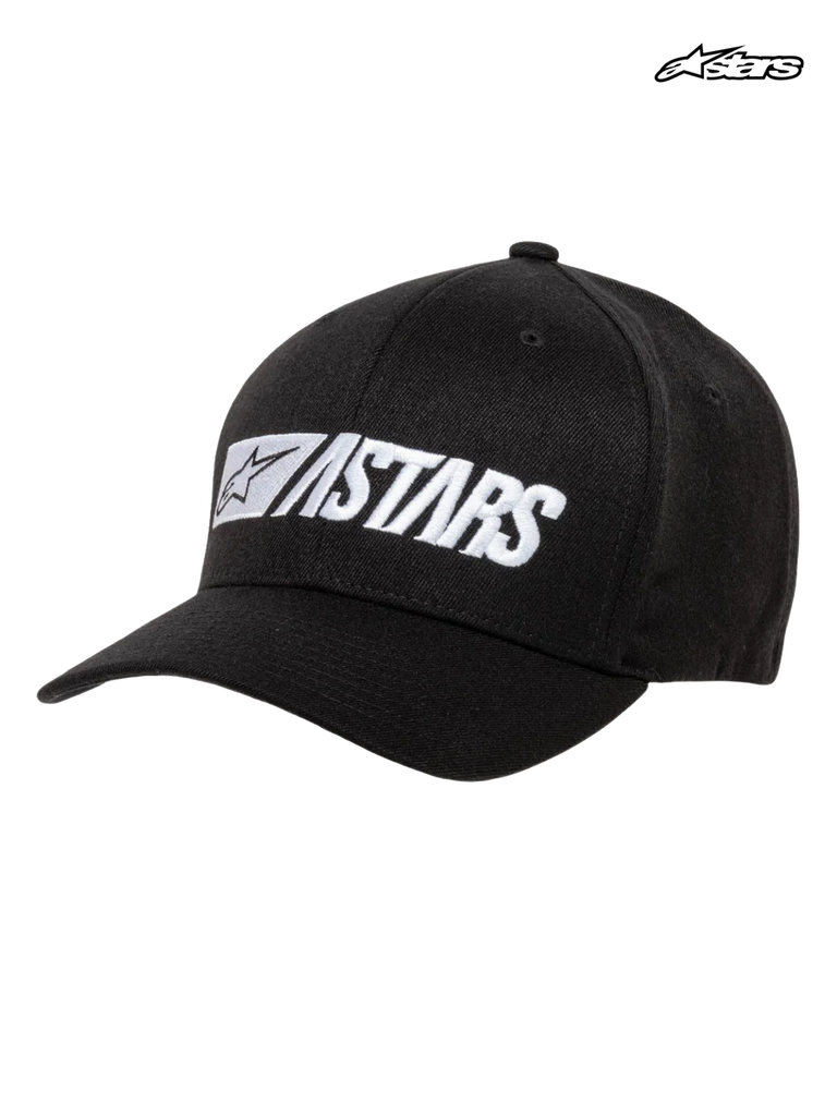 Alpinestars Reblaze Hat, casual motorsport cap in black with structured crown and white 3D embroidered logo