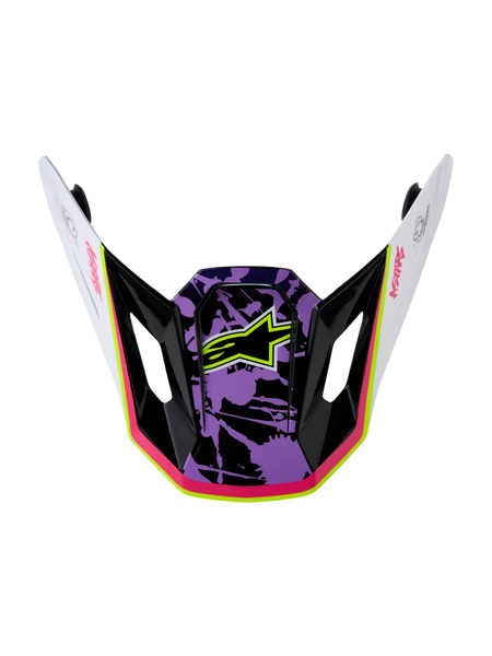 Alpinestars S-M7 Blaster Visor, replacement motocross helmet visor in glossy purple, pink, and white with a star logo.