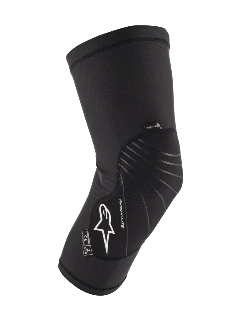 Alpinestars Youth Paragon Lite Knee Protector, Black, MTB Mountain Biking Protection, breathable mesh sleeve with a textured front panel, white Astar logo, lightweight and flexible slip-on design