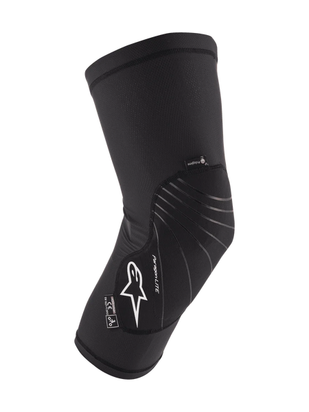 Alpinestars Youth Paragon Lite Knee Protector, Black, MTB Mountain Biking Protection, breathable mesh sleeve with a textured front panel, white Astar logo, lightweight and flexible slip-on design