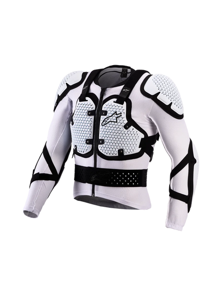 Alpinestars Bionic Action V3 Protection Jacket, white and black motocross armor with breathable mesh and A-Morph tech.