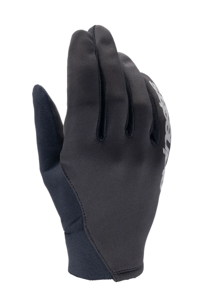 Alpinestars A-Dura Thermal Gloves, Black Mountain Bike Gloves, flexible fabric construction with white logo detail, neoprene cuff, designed for cold weather wind protection