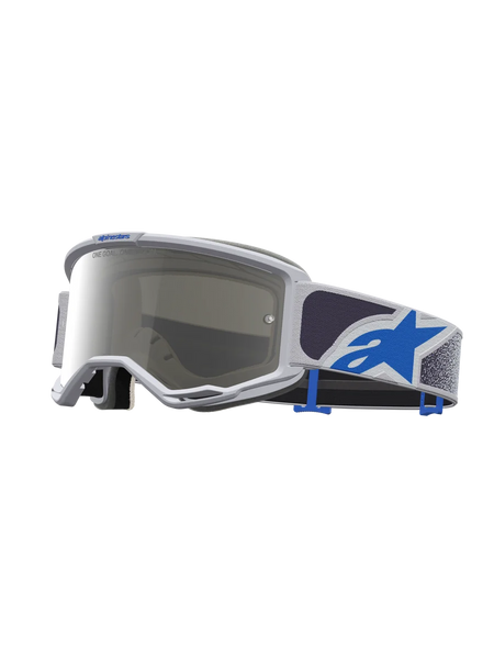 Alpinestars Vision 5 Drag Goggles, Motocross Goggles, Light Lilac and Blue, Mirror Silver Lens, A-FLEX Frame.