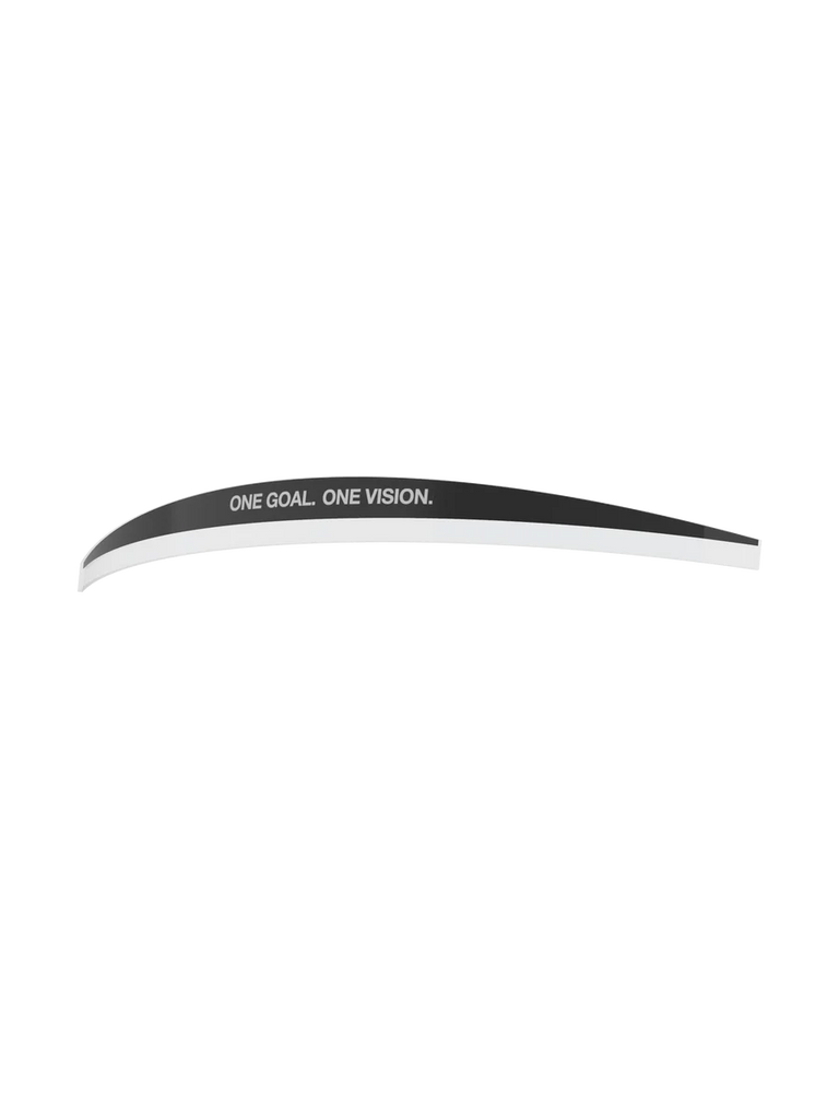 Alpinestars Vision 8-5-3 Roll Off Mud Strip, Motocross Goggle Accessory, Black and White, curved adhesive visor strip featuring "ONE GOAL. ONE VISION." branding, designed to divert water and mud over roll-off film
