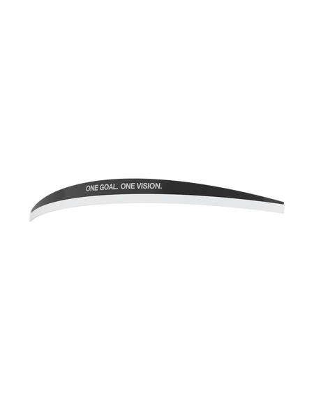 Alpinestars Vision 8-5-3 Roll Off Mud Strip, Motocross Goggle Accessory, Black and White, curved adhesive visor strip featuring "ONE GOAL. ONE VISION." branding, designed to divert water and mud over roll-off film