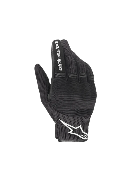 Alpinestars Copper Gloves, black and white urban motorcycle gloves featuring lightweight textile mesh.