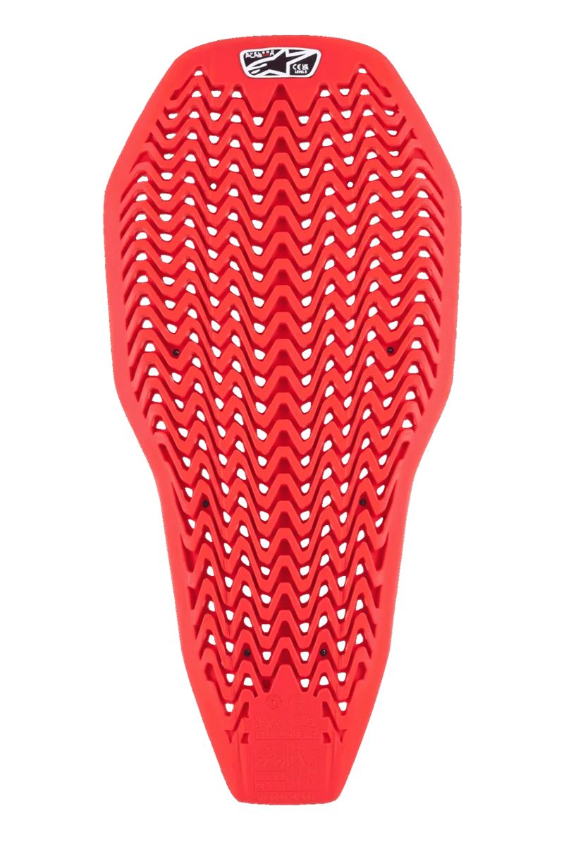 Alpinestars Nucleon Plasma Full Back Protector Insert, Red, motorcycle back protection featuring a zigzag perforated pattern, lightweight and flexible design for ventilation, impact-absorbing protective gear insert