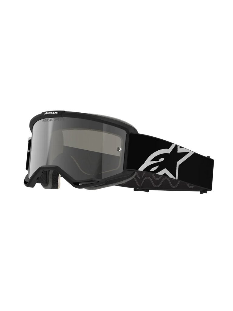 Alpinestars Vision 5 Corp 2 Motocross Goggles in black and mirror silver, featuring RAM-AIR ventilation and A-FLEX frame.
