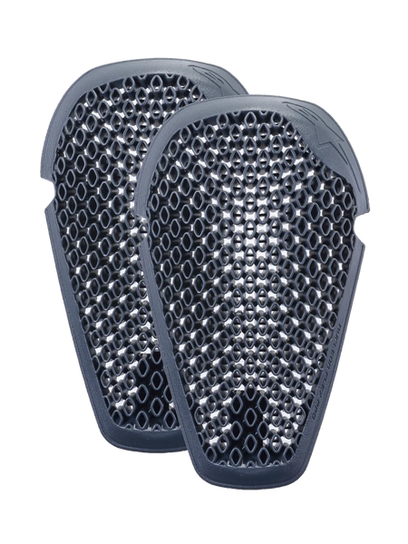 Alpinestars Nucleon Flex Pro Knee Protectors, Anthracite gray, pair of ergonomic motorcycle armor inserts featuring a ventilated honeycomb open-cell structure for airflow and lightweight impact protection