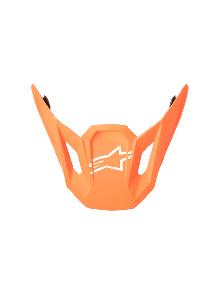 Alpinestars S-M7 Core ECE06 Helmet Visor, Orange Motocross Peak with White Alpinestars Logo, Angular Design with Dual Cutouts, Matte Finish