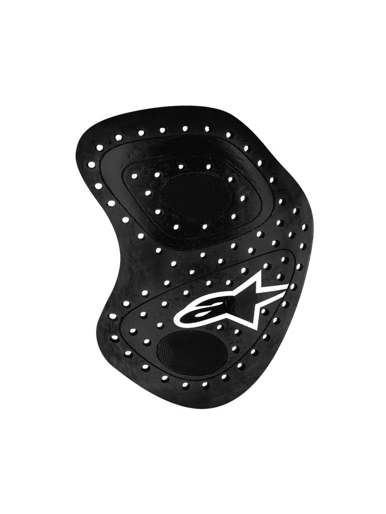 Alpinestars Nucleon Racing Kr-Hr Hip Protector, Black, motorcycle racing hip protection with ventilation holes and white star logo, ergonomic design with layered construction