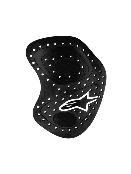 Alpinestars Nucleon Racing Kr-Hr Hip Protector, Black, motorcycle racing hip protection with ventilation holes and white star logo, ergonomic design with layered construction