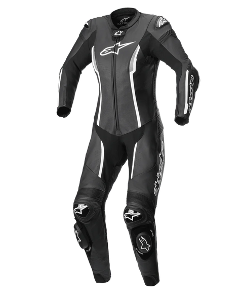 Alpinestars Stella Missile V2 1-Piece Women's Leather Racing Suit, Black and White, Tech-Air ready with DFS sliders.