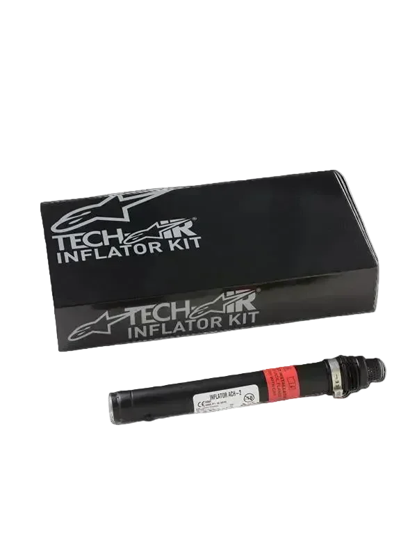 Alpinestars Tech-Air® 3 V2 Airbag System Replacement Canister, Tech-Air Type III Inflator Kit, single black argon-charged canister with white label and red warning band, shown with black branded packaging, essential maintenance hardware for motorcycle airbags