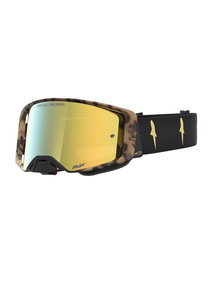 Alpinestars Limited Edition Supertech Zona Goggles, motocross goggles, black and brown mirror gold, featuring high-grade optics and mirror lens