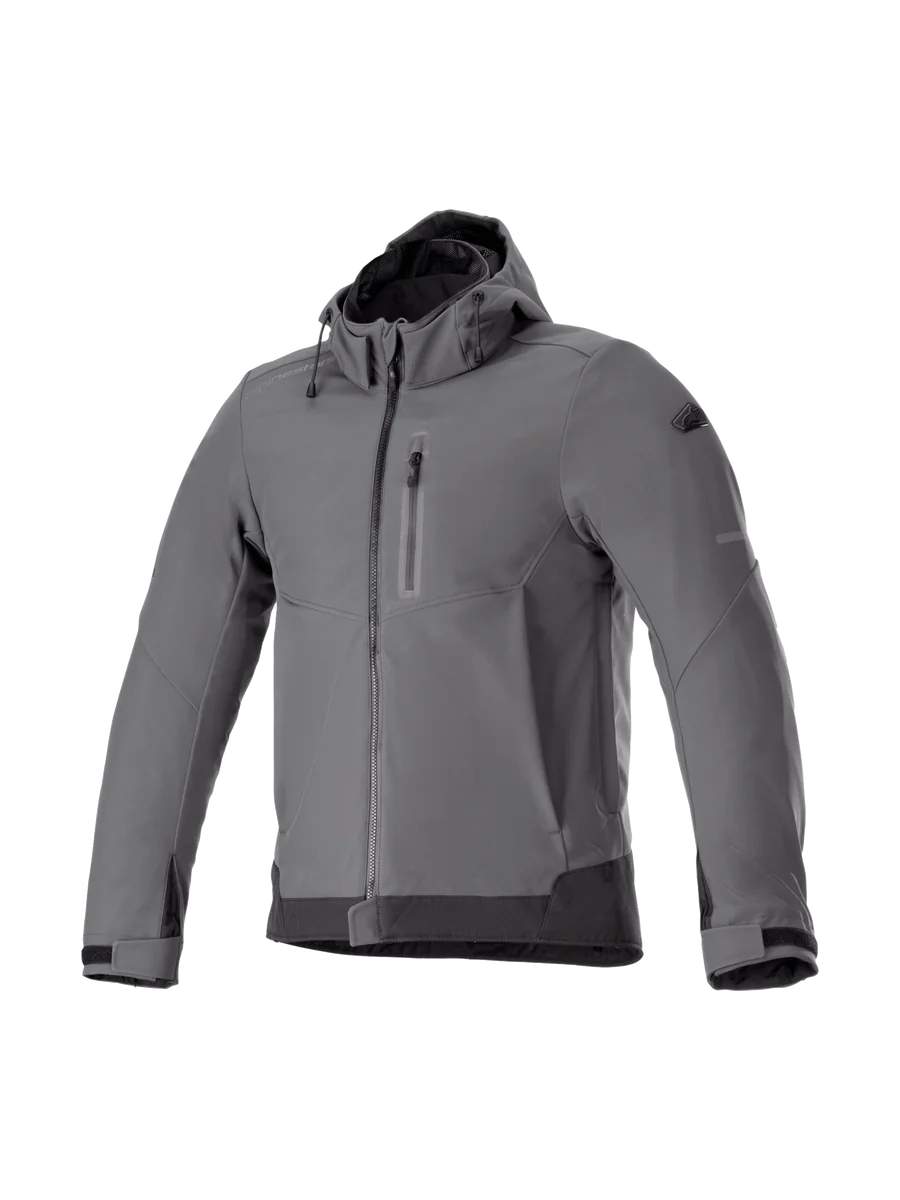 Alpinestars Neo Waterproof Hoodie, gray men's urban motorcycle jacket, waterproof and windproof textile.