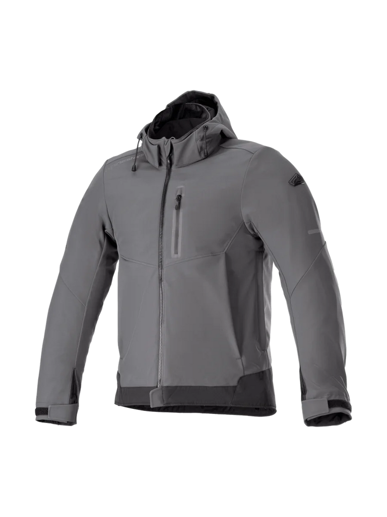 Alpinestars Neo Waterproof Hoodie, gray men's urban motorcycle jacket, waterproof and windproof textile.