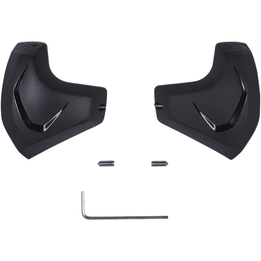 Alpinestars Elbow Sliders, Black, Motorcycle Elbow Protector Inserts, two anatomically shaped PU sliders with glossy accents, includes mounting screws and an Allen wrench, replacement gear for racing leather suits