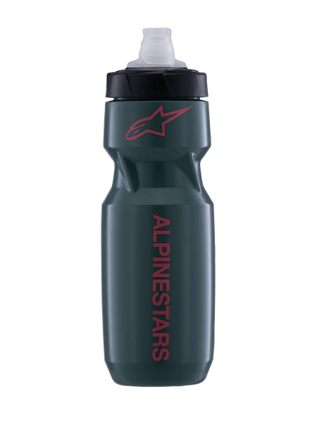 Alpinestars Alps 24oz Water Bottle, dark green and black cycling bottle with red logos for MTB and off-road riding.