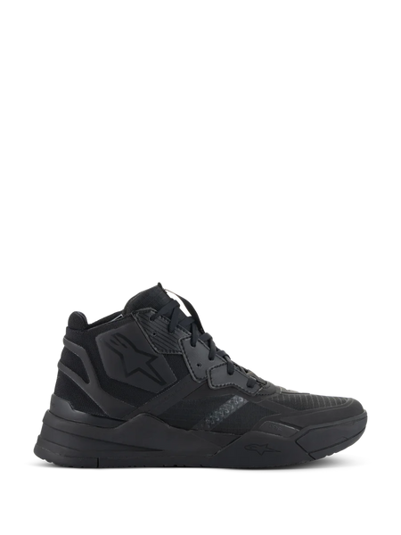 Alpinestars Speedflight Shoes, Black High-Top Sneakers, Urban Motorcycle Riding Footwear, Ripstop Upper with Seamless Reinforcement, Alpinestars Star Logo, Thick Dual Density Sole, Modern Streetwear Style