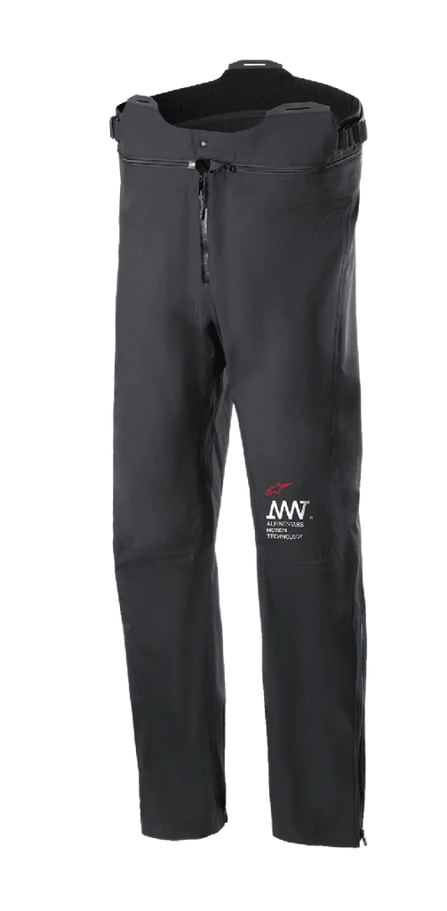 Alpinestars AMT Storm Gear Drystar XF Pant, Black Motorcycle Touring Pants, Waterproof and Breathable, Front Zipper, Adjustable Waist with Higher-cut Back, Durable Construction with Red and White AMT Logo
