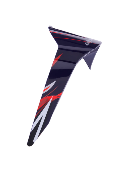 Alpinestars Supertech R10 Flyte Standard Spoiler, Helmet Accessory, Purple Red Glossy with red and white graphics, sleek aerodynamic replacement part for racing helmets, high-gloss finish