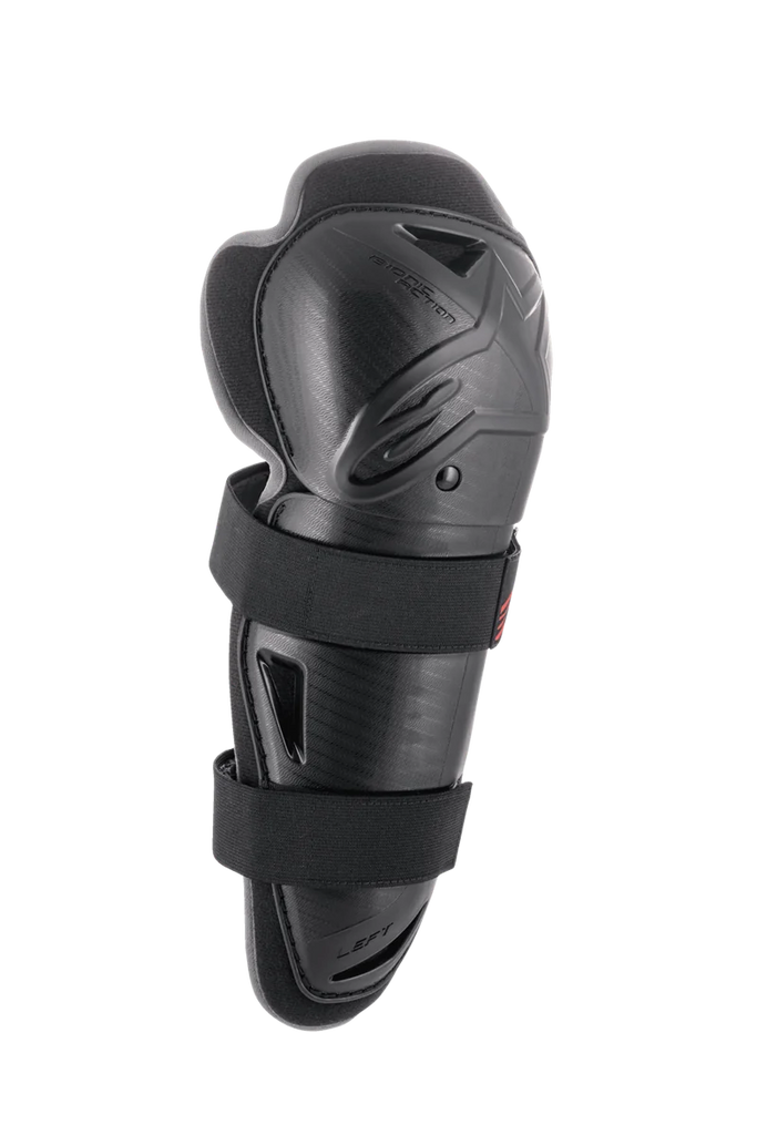 Alpinestars Bionic Action Knee Protector, Black, Single Left-Side Guard, Hard Shell Protection with Dual Elasticated Straps, Motocross and Off-Road Impact Protection, Vented Ergonomic Design with Cushioned Padding