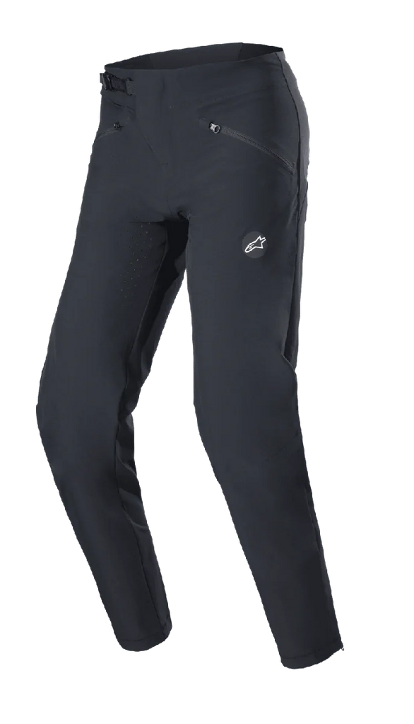 Alpinestars Women Stella Drop Algorithm Pants, Black, Women's Motorcycle Pants, zippered side pockets, perforated ventilation panels, integrated belt, white logo detail, modern athletic fit