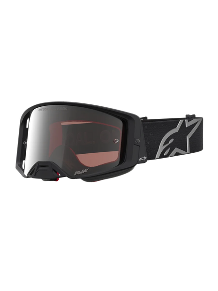 Alpinestars Supertech Vesta Motocross Goggles, Matte Black and Silver Mirror lens, high-definition optics for off-road racing.