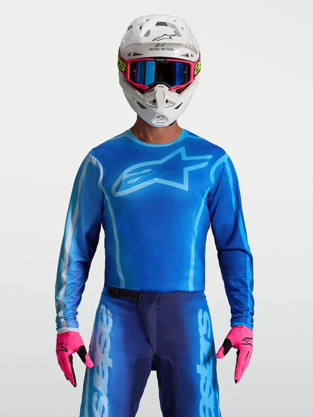 Alpinestars Fluid Kepler Jersey, men's blue motocross racing top with lightweight polyfabric and ergonomic fit.