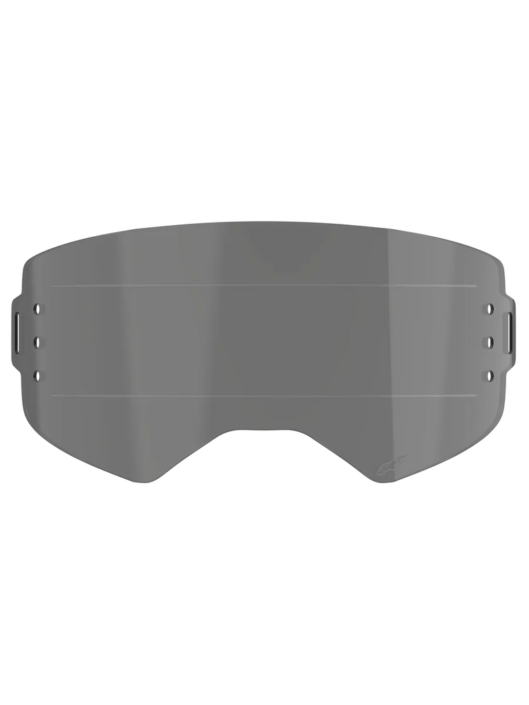 Alpinestars Supertech Roll Off Lens, Goggle Accessory, Smoke tint, features horizontal Glide Lines for smooth film movement, side attachment holes for roll-off system, injection-molded polycarbonate construction