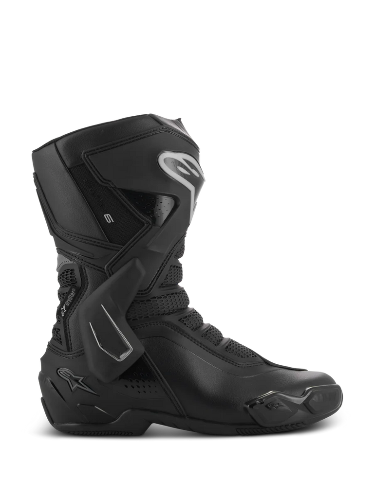 Alpinestars Stella SMX-6 V3 Drystar Boots, Women's Motorcycle Boots, Black with Silver accents, waterproof Drystar membrane, featuring TPU shin plate, ankle protection, and toe slider, performance riding gear