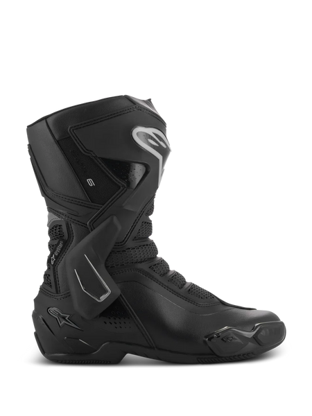 Alpinestars Stella SMX-6 V3 Drystar Boots, Women's Motorcycle Boots, Black with Silver accents, waterproof Drystar membrane, featuring TPU shin plate, ankle protection, and toe slider, performance riding gear