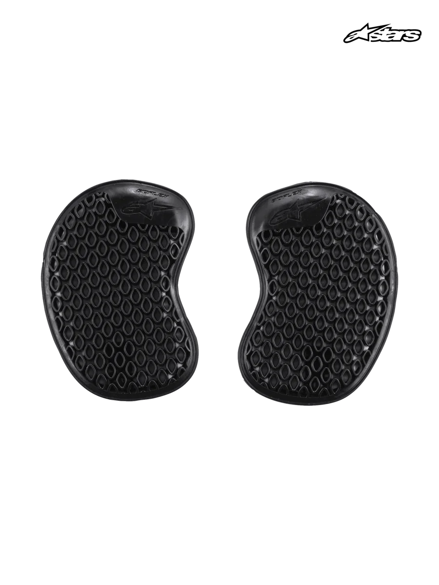 Alpinestars Bioflex Hip Protectors, motorcycle hip armor inserts, black, lightweight slim design with vented cell structure for maximum airflow and ergonomic comfort