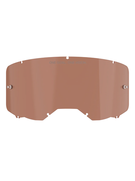 Alpinestars Vision 8-5-3 Goggle Lens, Copper Rose tint, replacement motocross goggle lens featuring "ONE GOAL. ONE VISION." text, curved polycarbonate design with tear-off pins for off-road racing