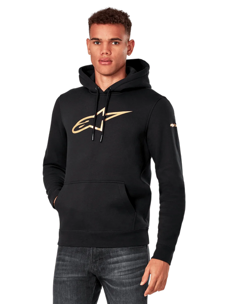 Alpinestars Gilded Hoodie, Black with Gold Logo, Unisex Streetwear, Front Pocket, Casual Premium Apparel