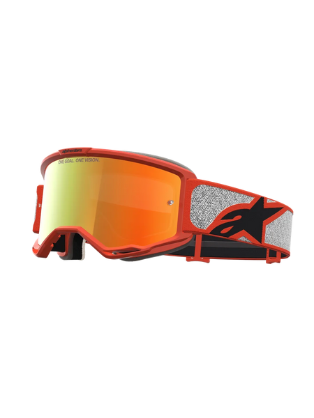 Alpinestars Vision 5 Rora Goggles, Motocross Goggles, Orange and Silver, Red Mirror Lens, A-FLEX Frame
