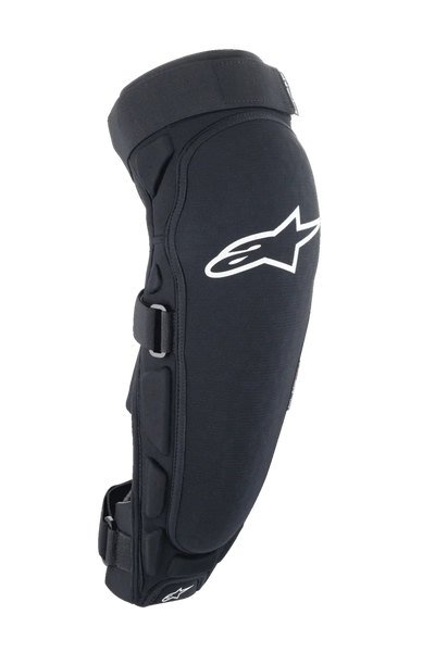 Alpinestars A-Impact Plasma Pro Knee Shin Protectors, mountain bike knee and shin guards, black and white, featuring EN 1621-1 Level 2 certified Nucleon Plasma technology and triple strap closure system