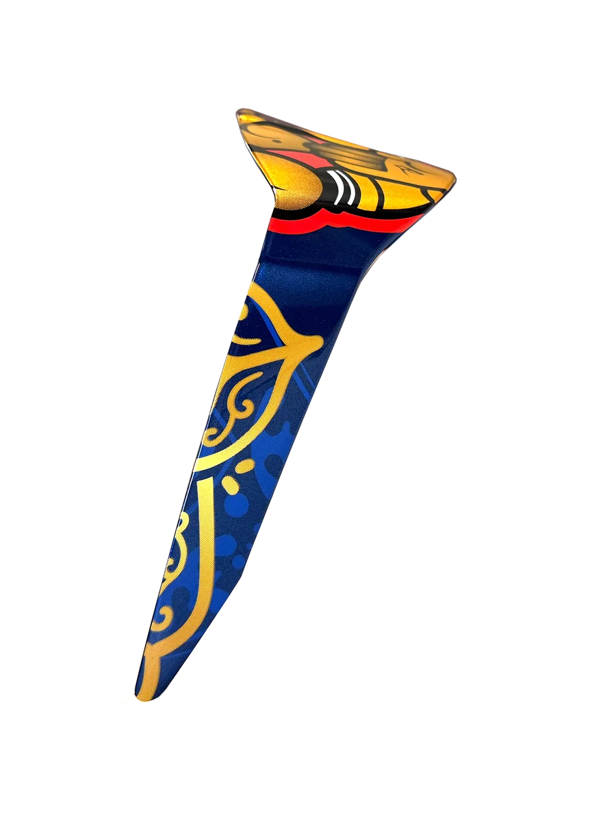 Alpinestars Limited Edition Supertech R10 Martinator Thai Spoiler, racing accessory, glossy blue and gold.