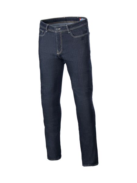 Alpinestars Cult-8 Stretch Denim Pants, Rinse Blue, relaxed fit urban motorcycle jeans, CE certified protection.