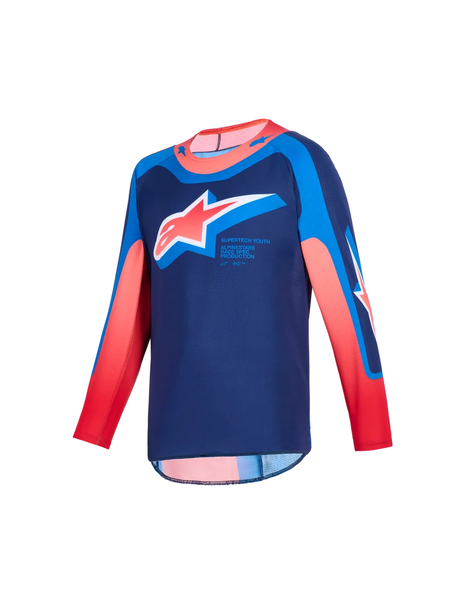 Alpinestars 2026 Youth Supertech Vista Jersey L / Dark Navy/Hot Coral/Cobalt