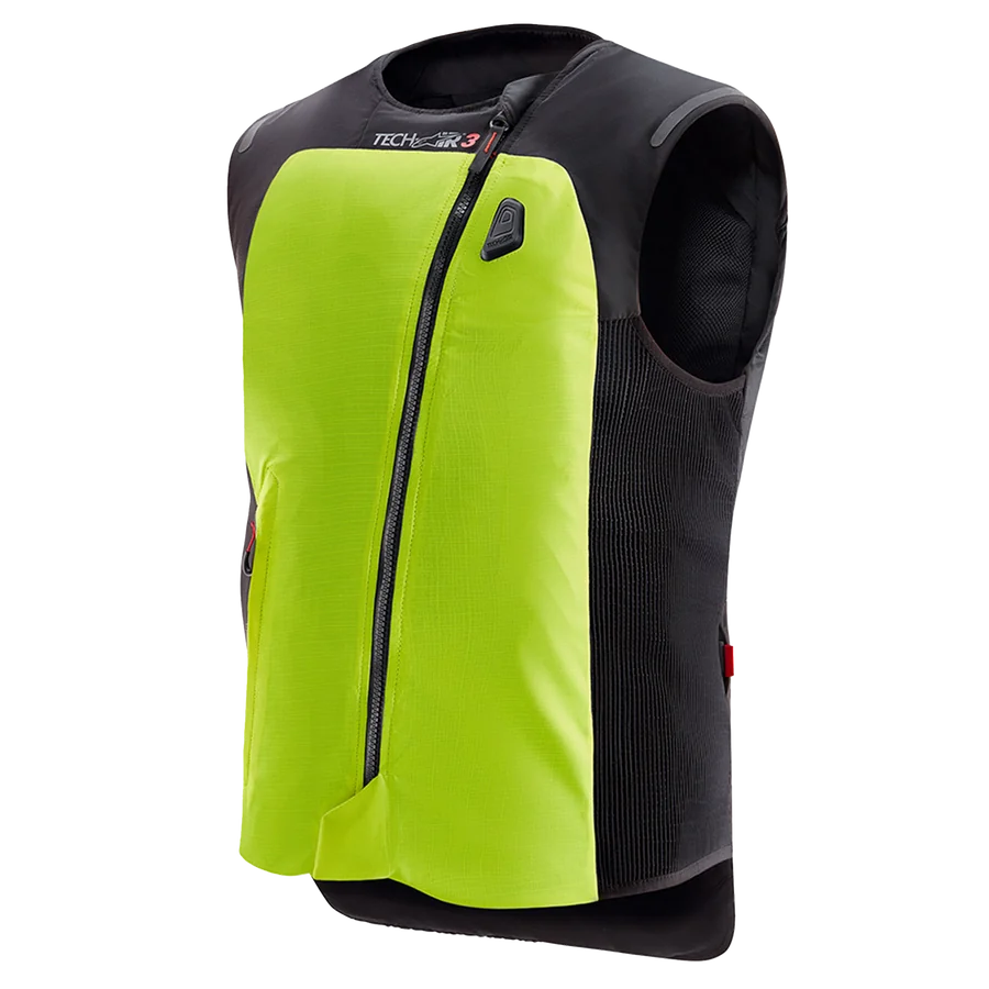 Alpinestars Tech-Air 3 V2 System, Men's Motorcycle Airbag Vest, Black and Yellow Fluo, featuring AI-powered protection.